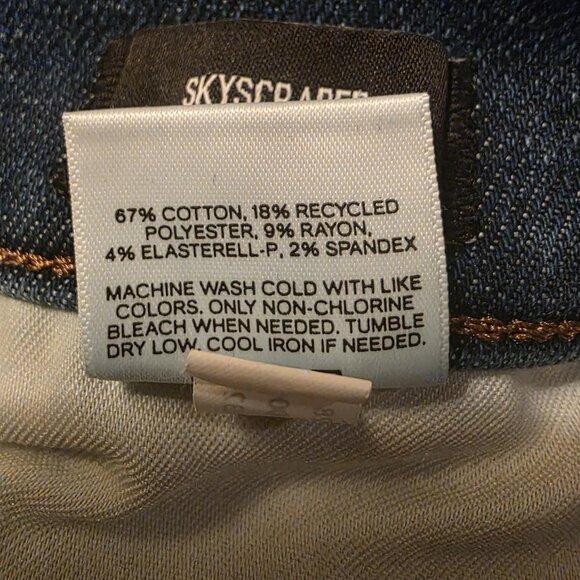 EXPRESS Skyscraper Bootcut Denim Jeans Women's 10R Mid Rise Blue Distressed - Picture 4 of 8